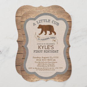 Bear Cub Boy 1er Anniversaire Invitation