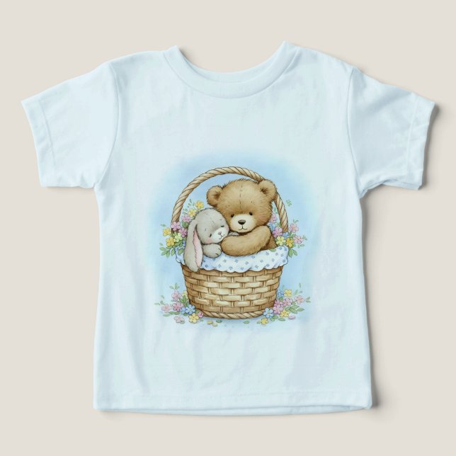 Bear Cub et Rabbit dans un panier tissé (Design Recto)