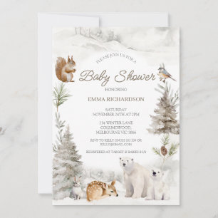 Bear Cub Woodland Baby shower d'hiver Invitation