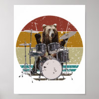 Bear Drummer Jouer des tambours Poster