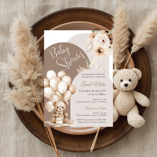 Bear Espagnol Baby shower Boy invitation