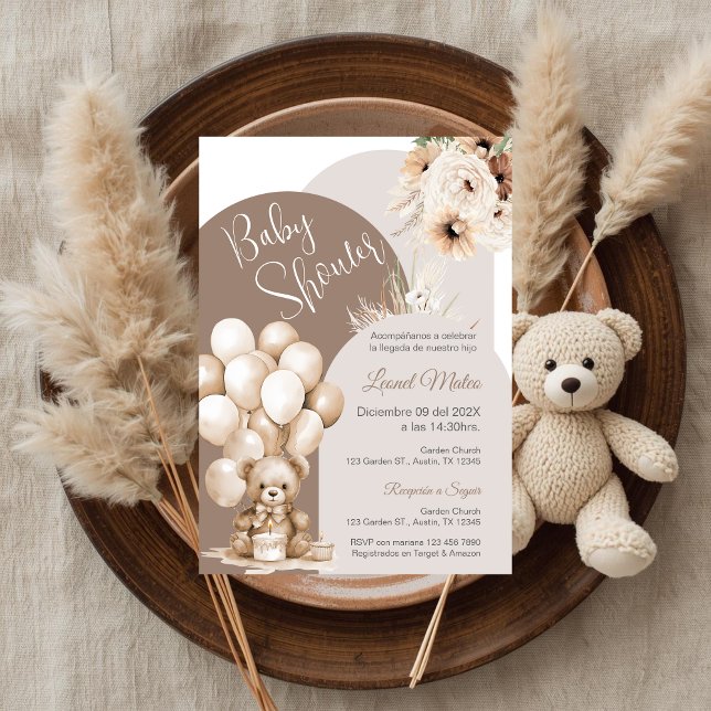 Bear Espagnol Baby shower Boy invitation (Créateur téléchargé)