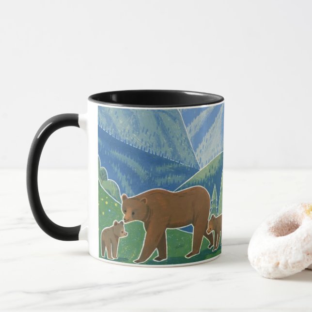 Bear Family in the Valley Mug (Avec donut)
