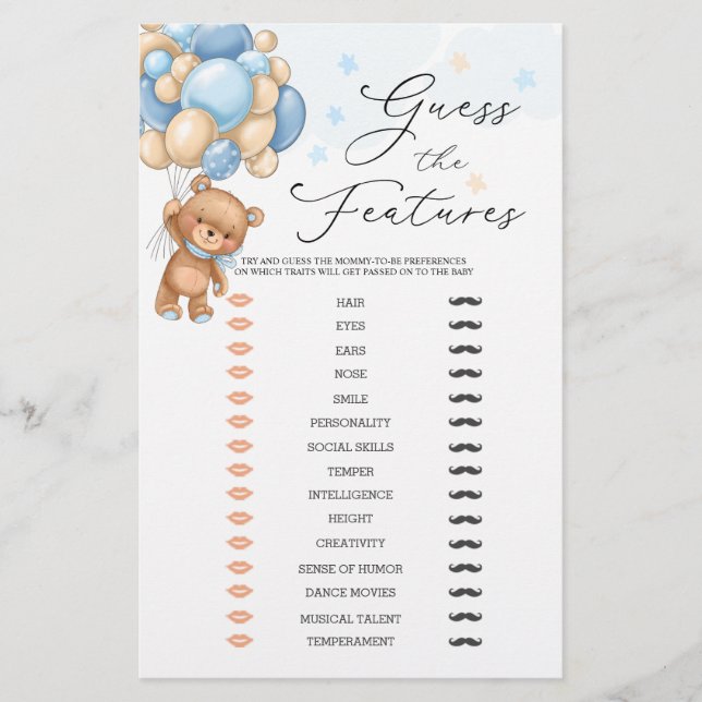 Bear Guess The Baby Caractéristiques Baby shower J (Devant)