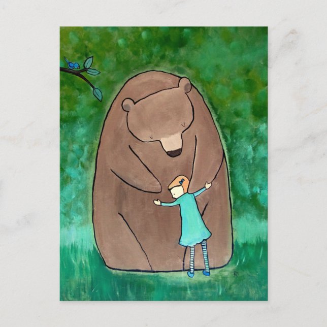 Bear Hug Kids Art mignonne Whimsical Green carte p (Devant)