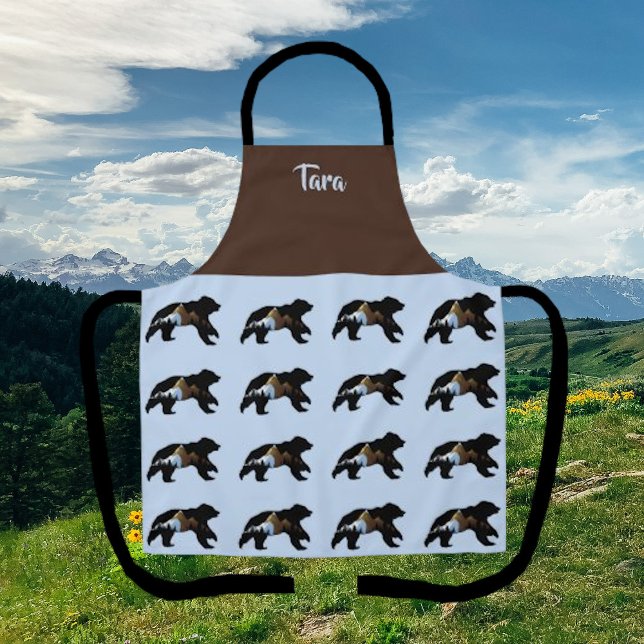 Bear Lover's Baby Blue et marron Brown tablier (Créateur téléchargé)