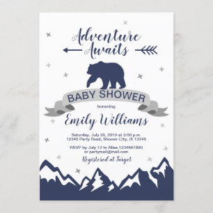Bear Mountains Invitation Baby shower de garçon