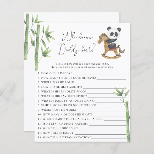 Bear Panda Qui connaît le mieux papa (Devant / Derrière)