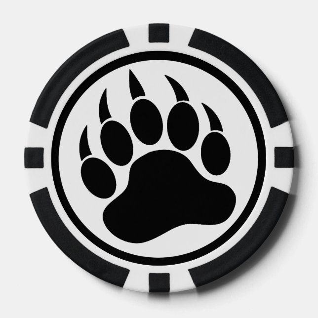 Bear Paw Black and White jetons de poker (Recto)
