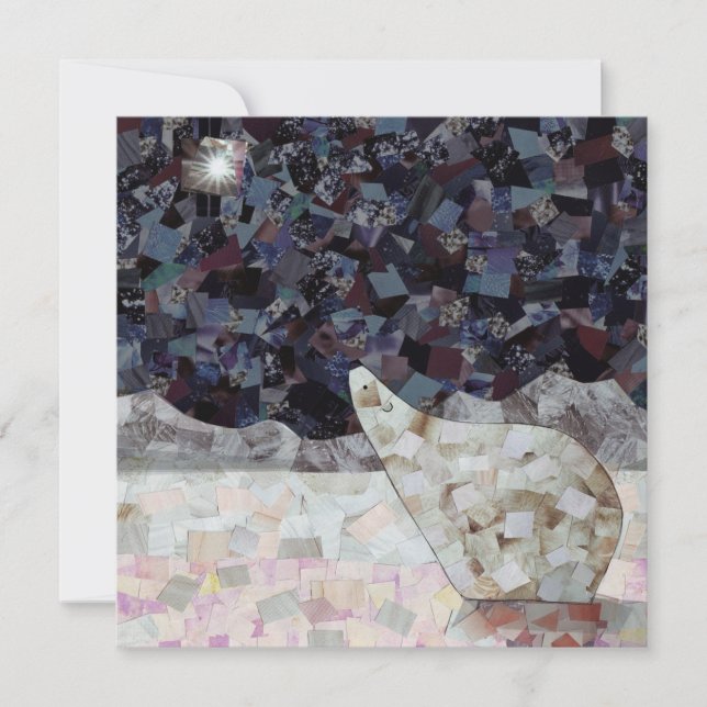 Bear polaire et carte de Noël Carré étoile, blanc (Devant)