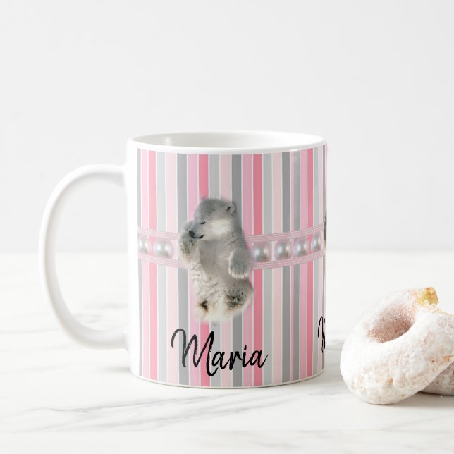 Bear Polar Pastel Stripe Mug (Avec donut)