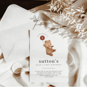 Bear Premier Anniversaire Invitation Rouille Ballo