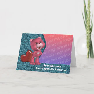 Bear rose mignonne Coeur rouge Nouveau Carte photo