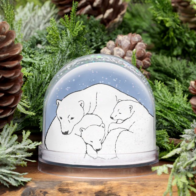 Bear Snow Globe Custom Polar Bear & Cubs Snowglobe (Hiver)