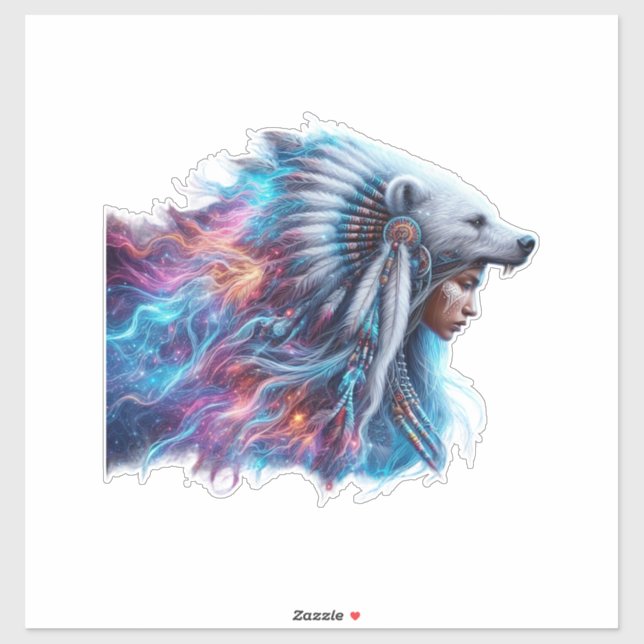 Bear Spirit Warrior Custom-Cut Vinyl Sticker (Feuille)