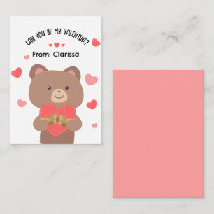 Bear Valentines Carte Jour Enfants avec Coeurs