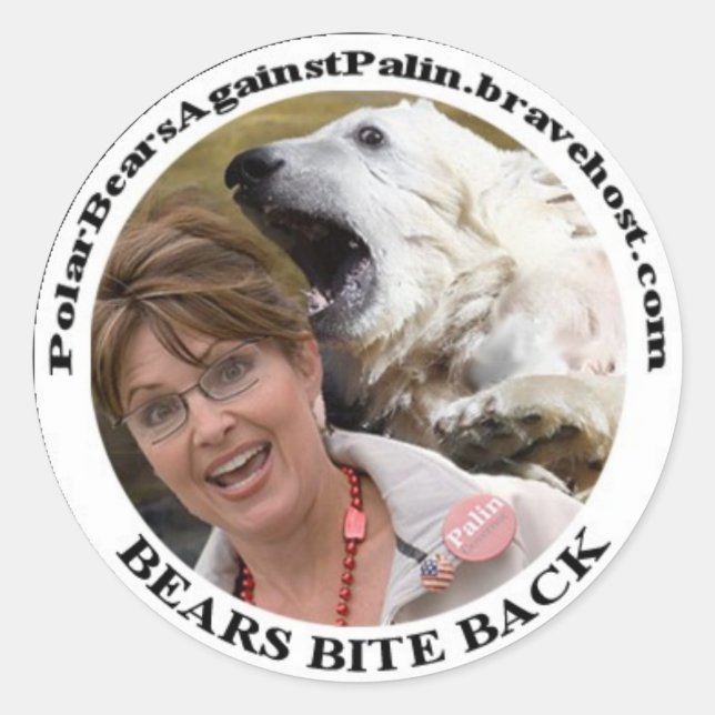 Bear Vs Palin Circle Sticker (Devant)