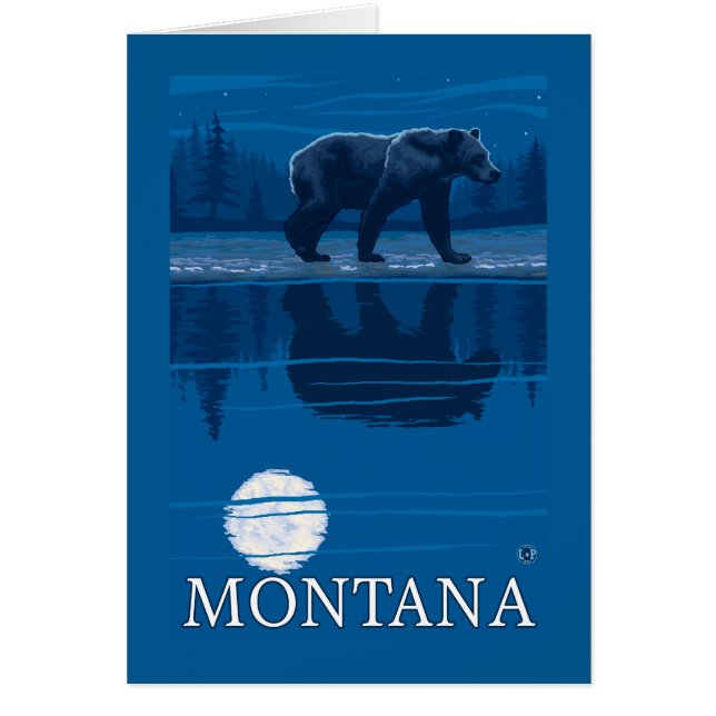Bear Walking in Moonlight Vintage voyage (Devant)