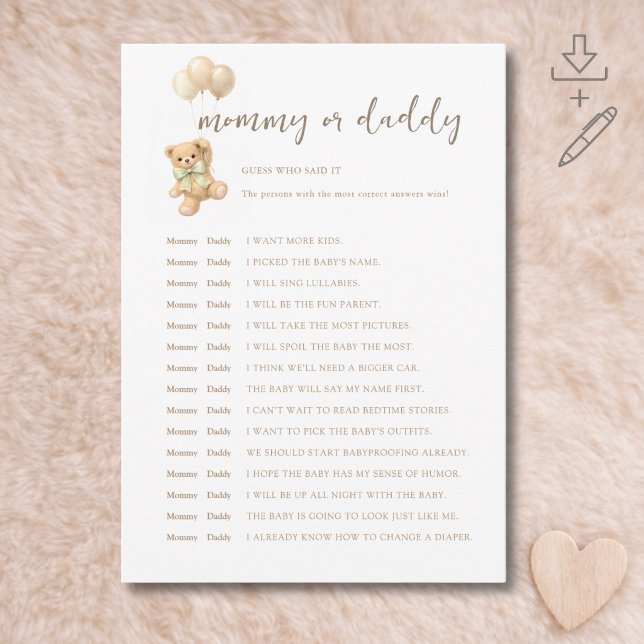 Bearly Wait Baby Shower Devinez Qui A Dit Carte (Créateur téléchargé)
