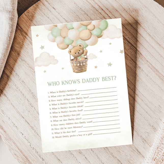 Bearly Wait Baby shower Qui connaît Daddy Best Gam (Bearly Wait Bear Baby Shower Game)