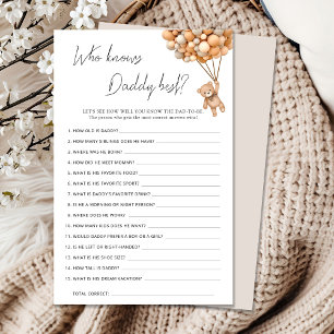 Bearly Wait Baby Shower Qui connaît le mieux Papa