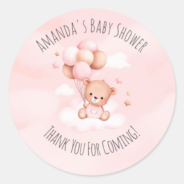 Bearly Wait Baby shower Sticker rond classique (Devant)