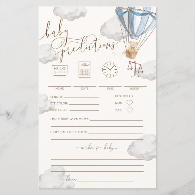 Bearly Wait Blue Baby Predictions Game (Devant)