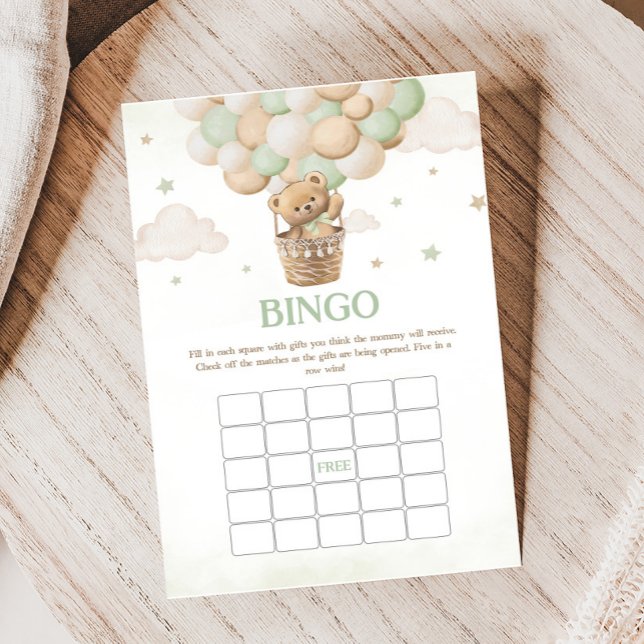 Bearly Wait Green Bear Baby shower Bingo Jeu (Bearly Wait Bear Baby Shower Bingo Game)