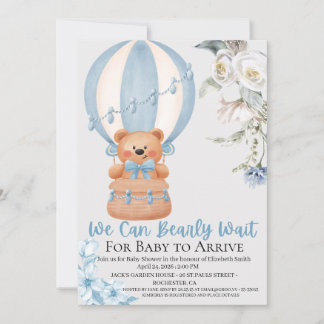 Bearly Wait Hot Air Ballon Baby Shower Invitation