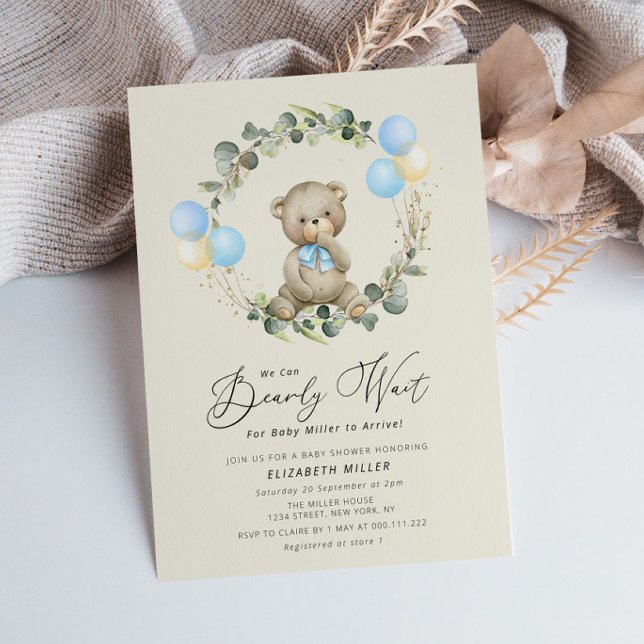 bearly wait teddy bear baby shower invitation (Créateur téléchargé)