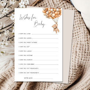 Bearly Wait Wings For Baby shower Advice Card