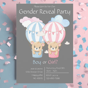 Bears & Balloons Genre Reveillez Party Invitation