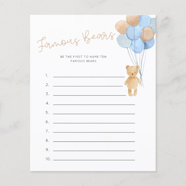 Bears célèbre Jeu Bleu Tan Ballons (Devant)