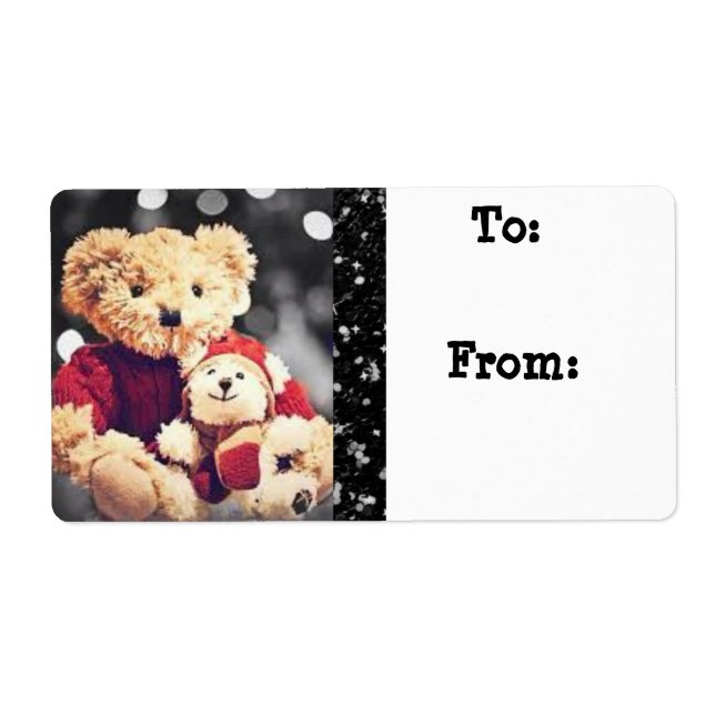 Bears de Noël étiquette cadeau Stickers Étiquette (Devant)