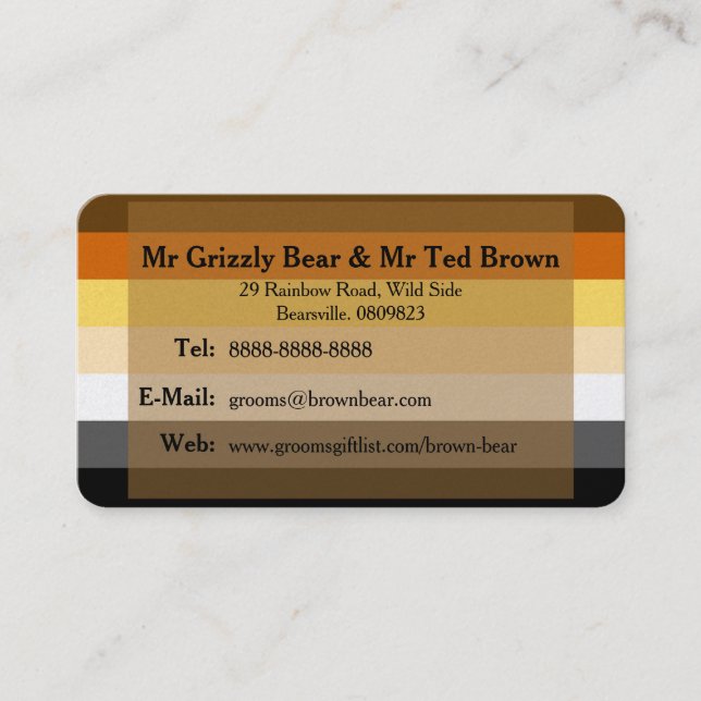 Bears on Bear Drapeau Gay Grooms Carte de contact (Devant)