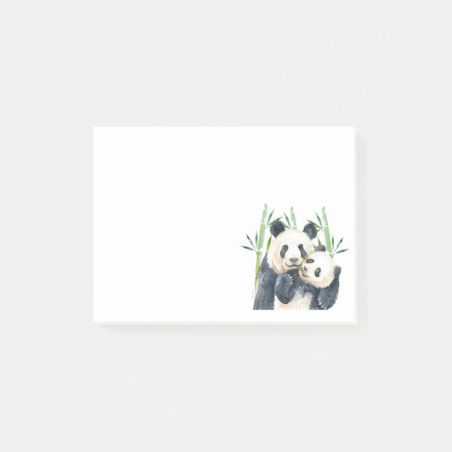 Bears Panda Cute Cuddling Aquarelle Notes post-it (Devant)