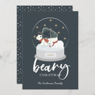 Beary Christmas Polaire Ours Snow Globe Carte de v