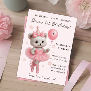 Beary Cute Ballerina Invitation avec Casquette de 
