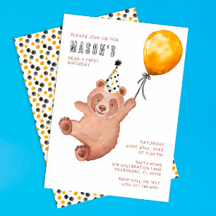 Beary Cute Teddy Bear 1er anniversaire Invitation