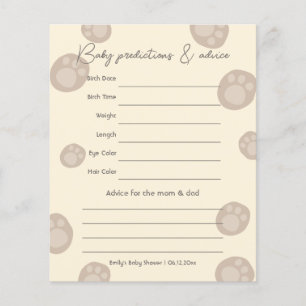 Beary Cute Teddy Bear Baby shower Devinant Jeu