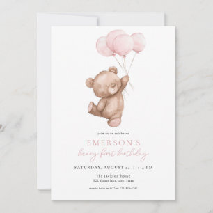 Béary fille rose première invitation anniversaire