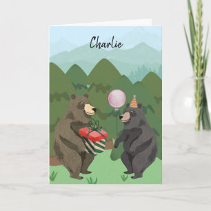 Beary Happy Birthday Nom personnalisé Carte d'anni