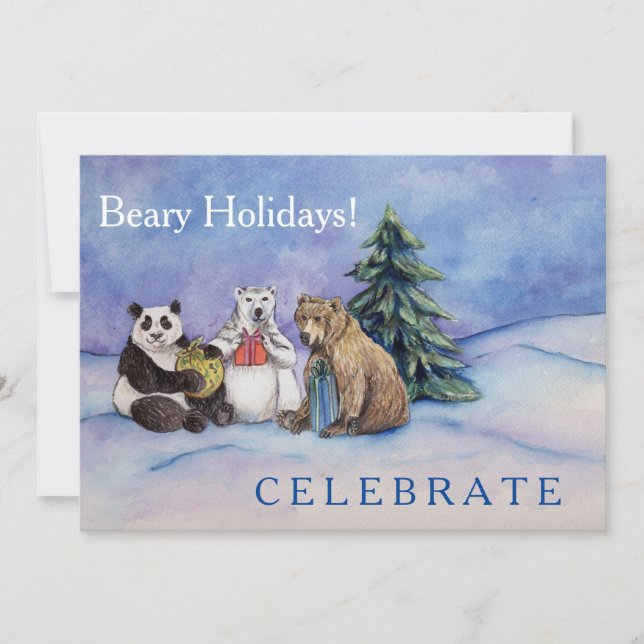 Beary Holidays Custom Open House Invitation Cartes (Devant)