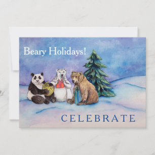 Beary Holidays Custom Open House Invitation Cartes
