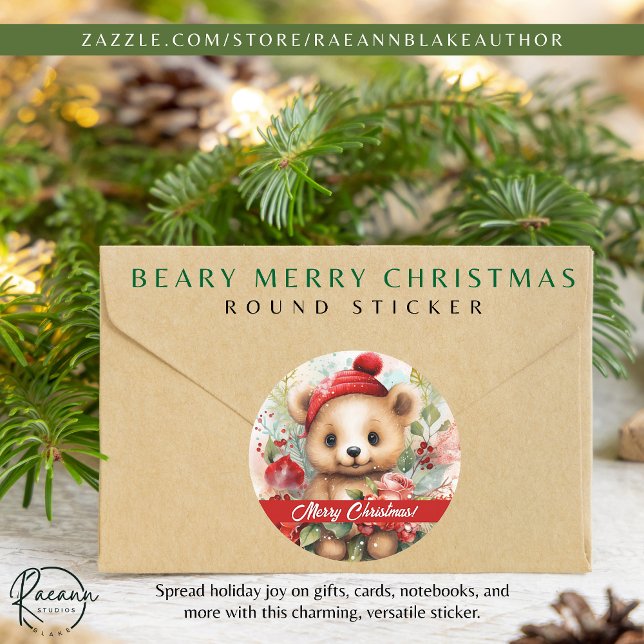 Beary Joyeux Noël Autocollant (Créateur téléchargé)