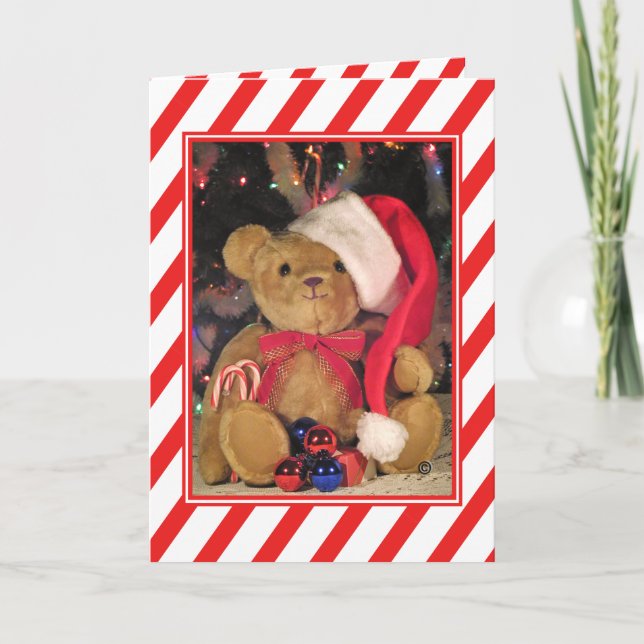 Beary Merry Teddy Bear Carte de voeux de Noël (Devant)