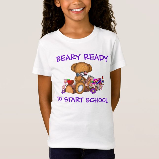 Beary Prêt À Commencer T-Shirt Filles D'École (Devant)