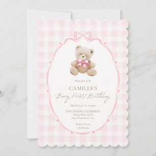 Béary rose Invitation pour le premier anniversaire