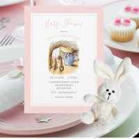 Béatrix Potter Baby shower lapin rose Invitation