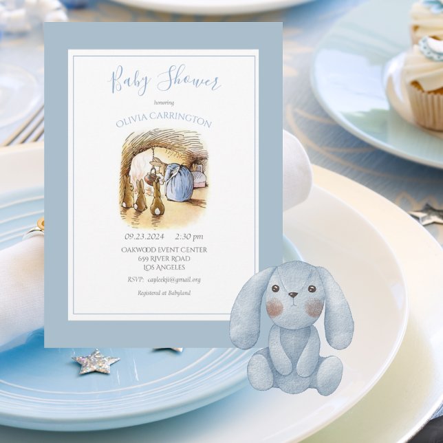 Beatrix Potter Blue Bunny Baby shower Invitation (Créateur téléchargé)
